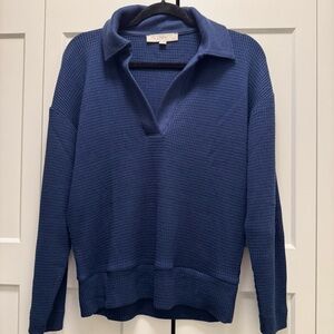 LOFT Waffle Collared V-neck Top